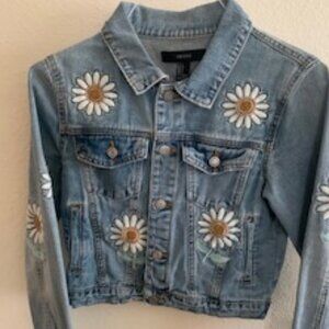 Denim Jacket with Flower embroidery